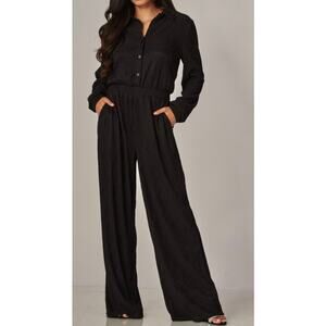 Crinkled Plisse Button Up Casual Jumpsuit